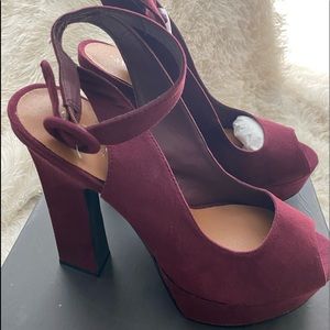 Burgundy platform shoes